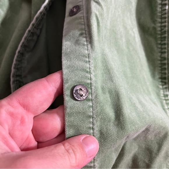 Vintage 90's/Y2K L.L. Bean Women's Green Cotton/Spandex Shacket Grunge Medium - Picture 4 of 10